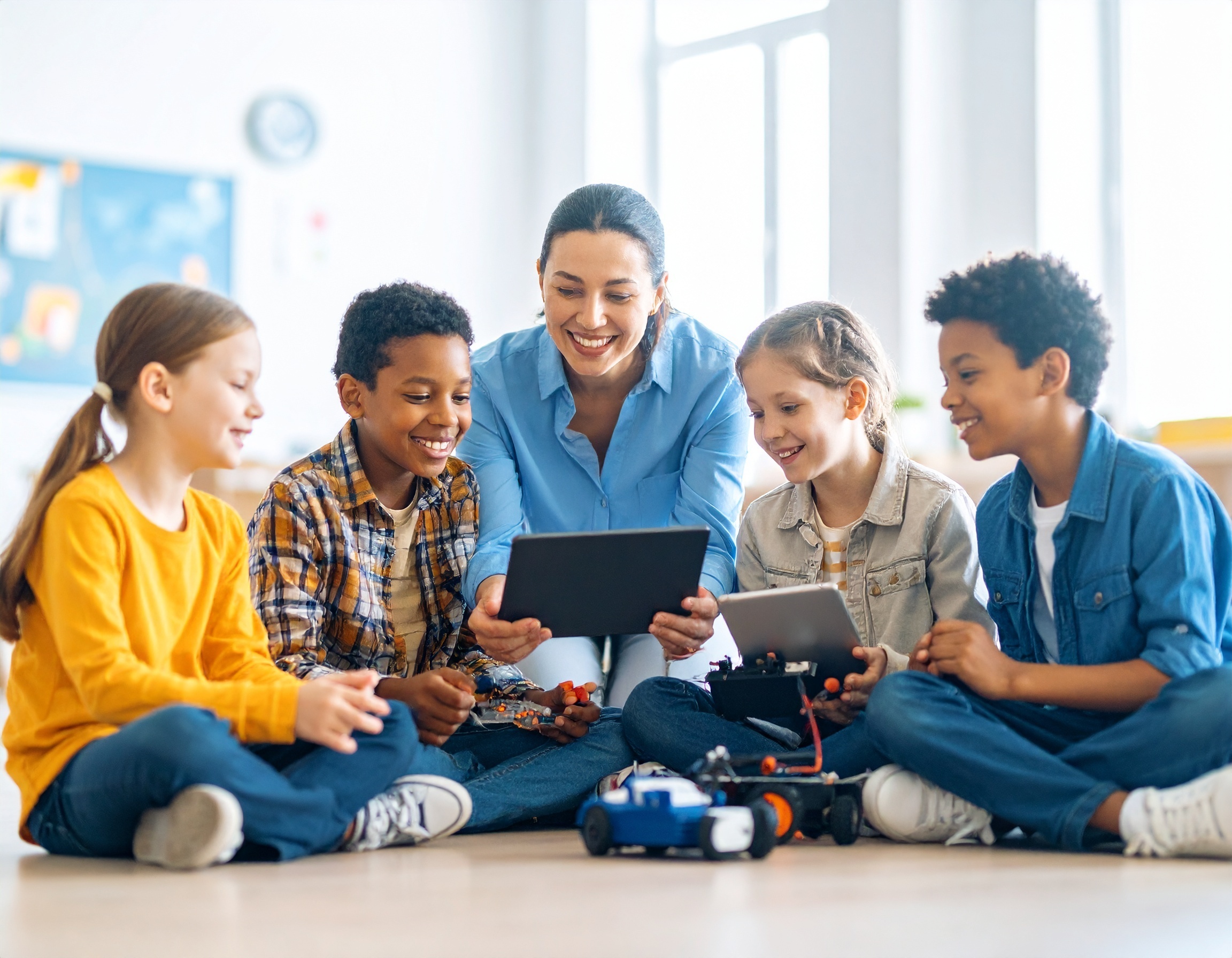 Firefly Can you create an image of a diverse group of kindergarten students sitting in a circ 419657 1