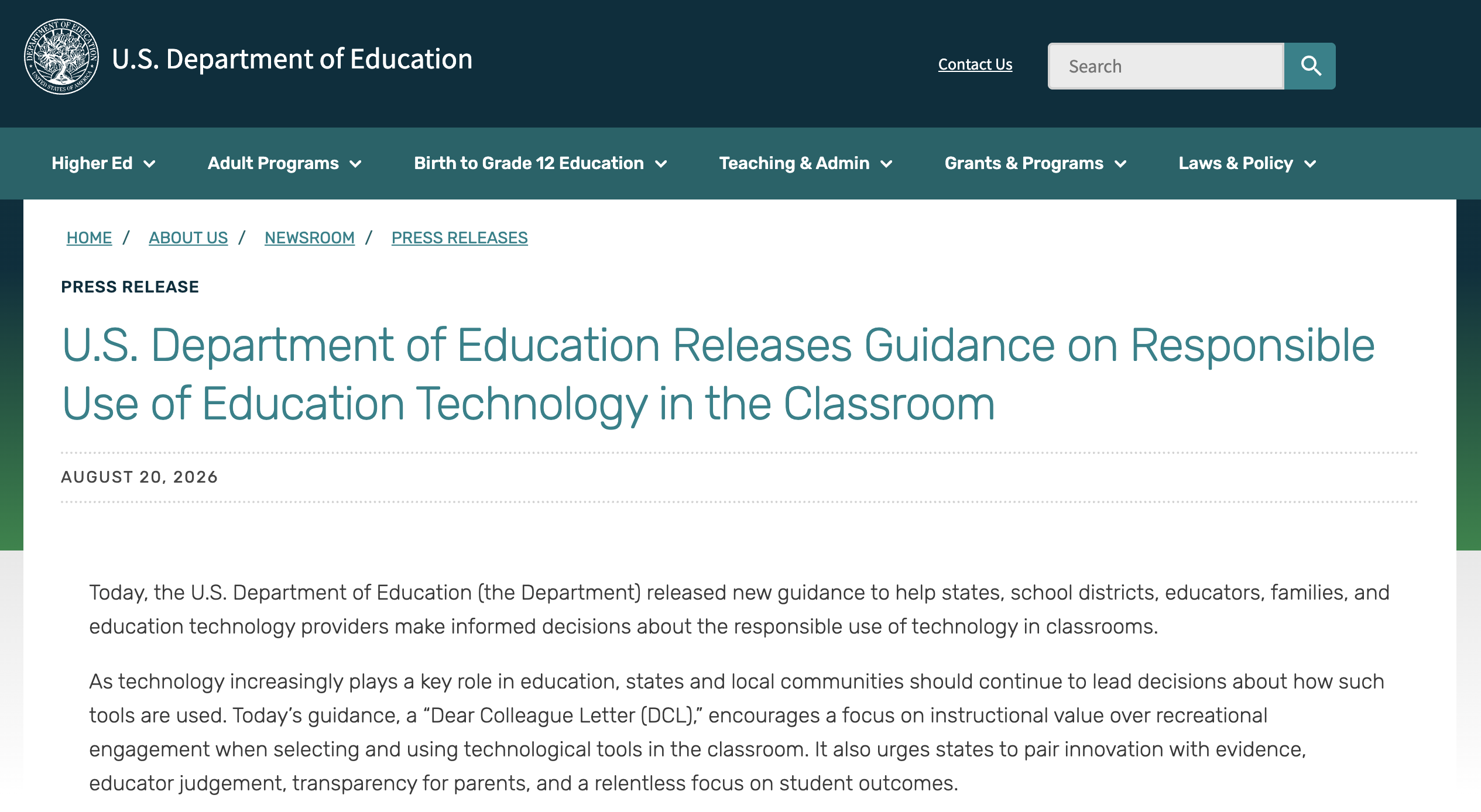 Article news us doe guidance
